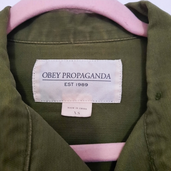 Obey Propaganda Army Green Military Jacket XS - Picture 3 of 6